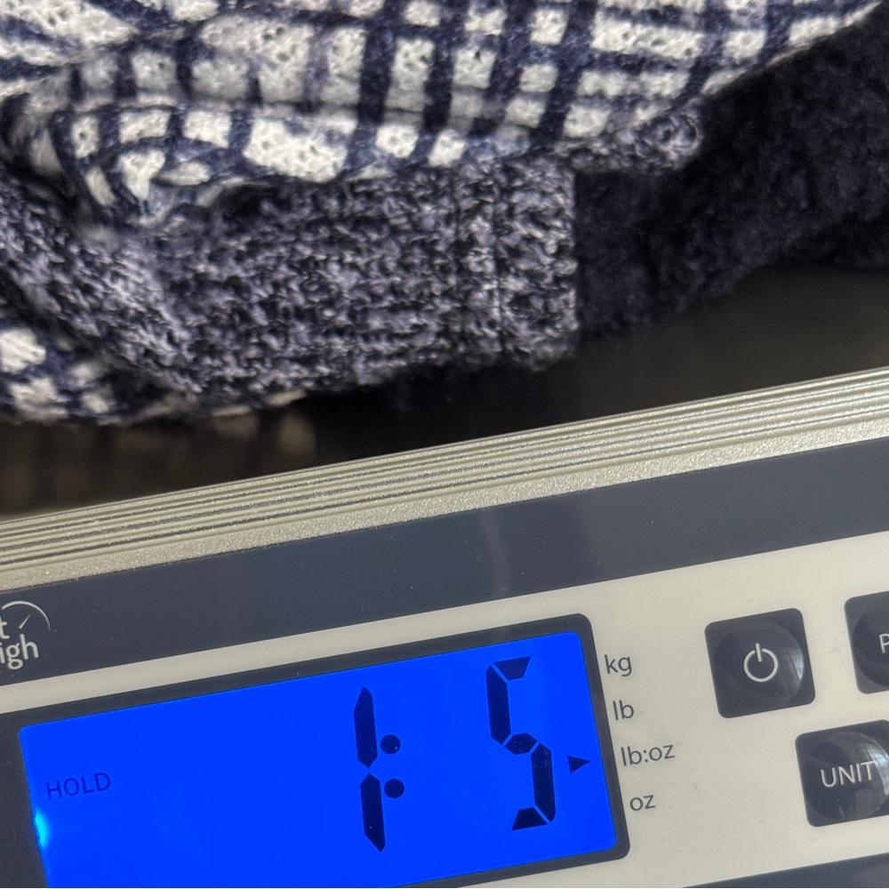 Multiples Large Blue White Patchwork Knit Cardiga… - image 8